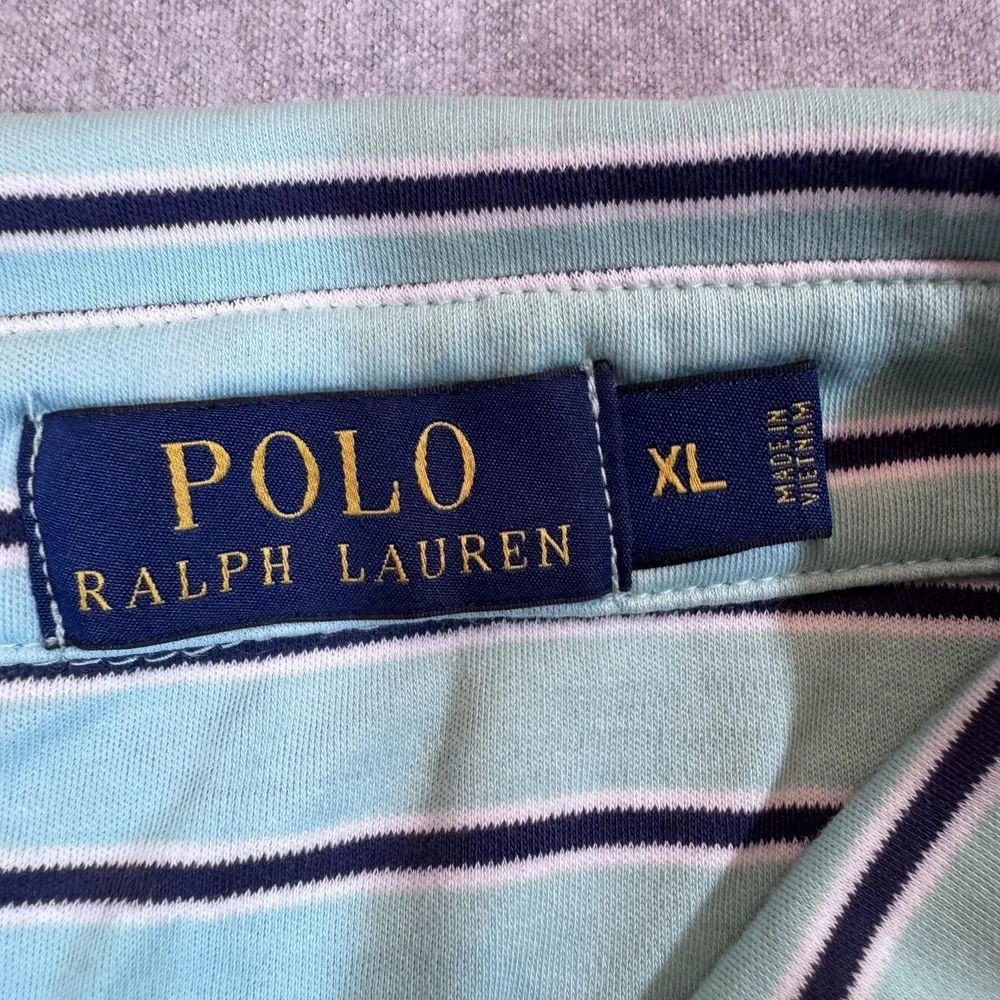 Polo Ralph Lauren Polo Shirt Mens XL Striped Classic Fit Short Sleeve Teal‎